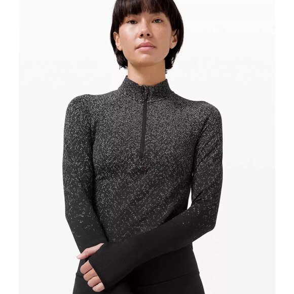 Lululemon Rest Less Cropped 1/2 Zip black tag size is missing is like small - Picture 2 of 12